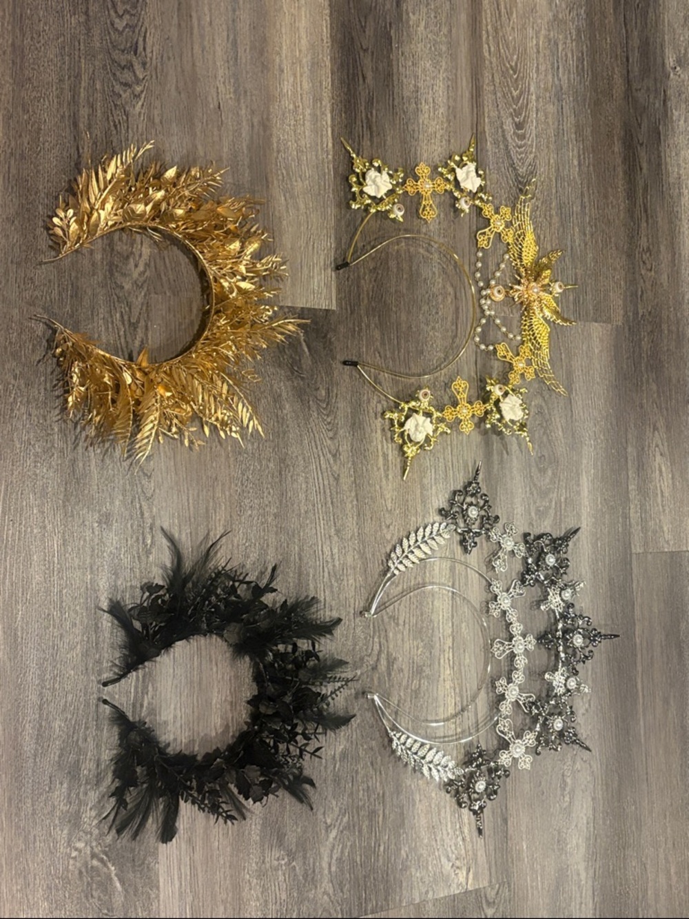 Amazon Gold and Black Decorative Hair Crowns Assortment